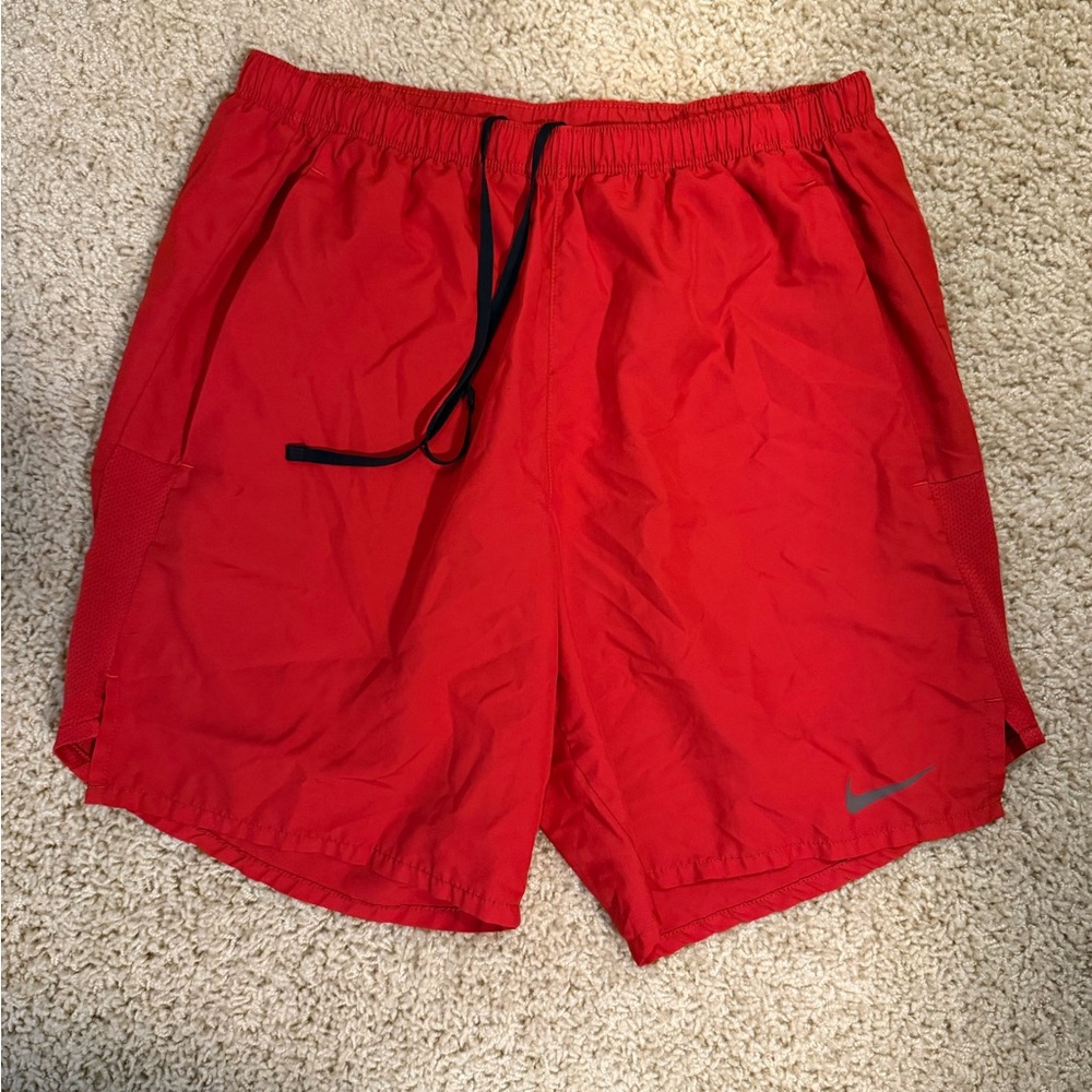 Nike Red Sports Shorts with Black Accents